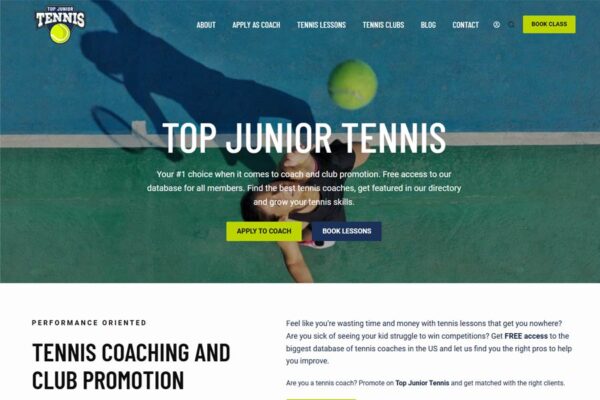 Professional Tennis Club Website